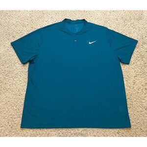 Nike Men Dri Fit Teal Victory Blade Collar Golf Polo Shirt Size XXL 2XL EUC